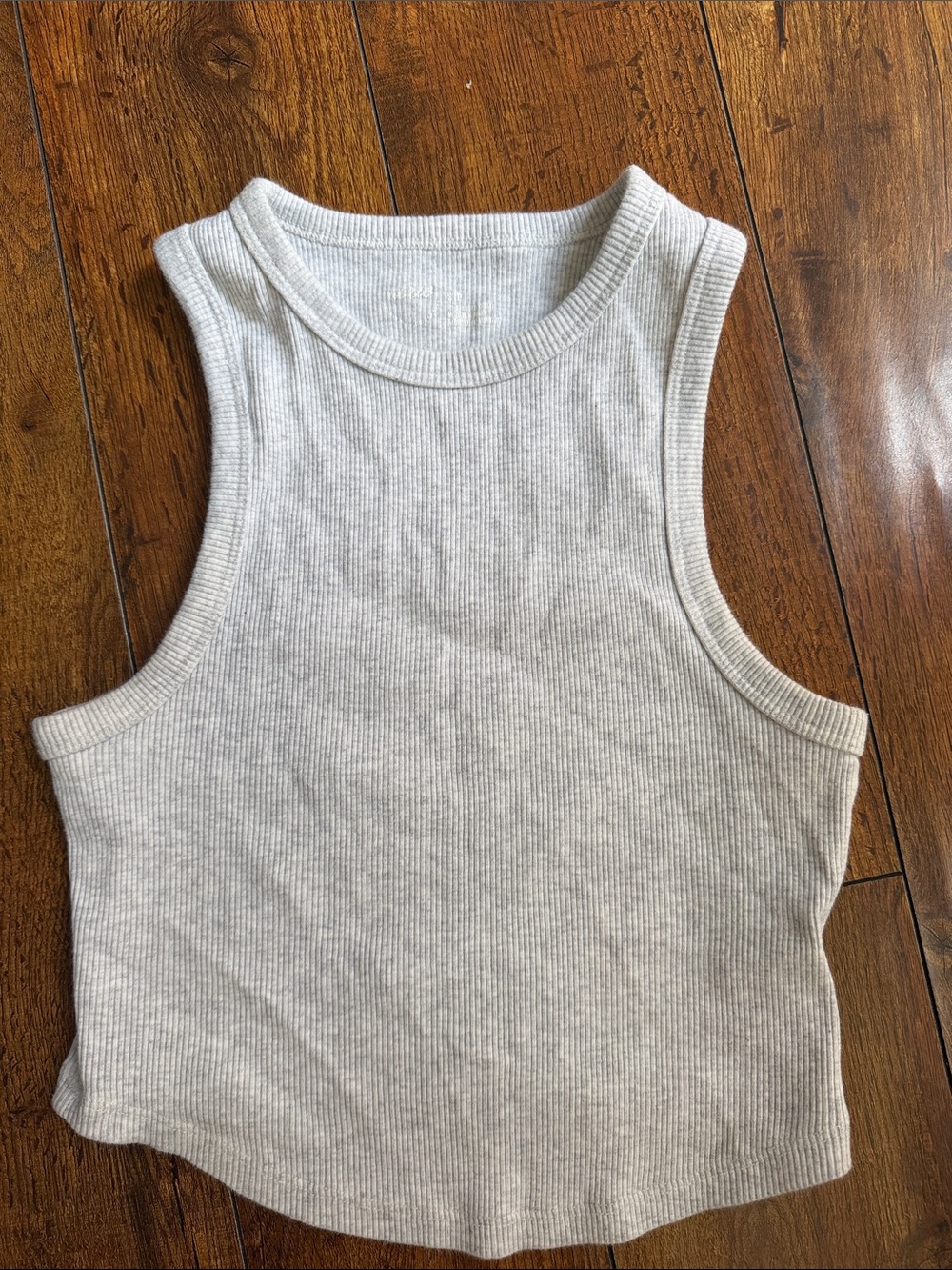 aerie Ribbed Crop Tank Top - Light Cream
